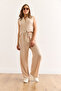 Women's Stone Bottom Top Linen Look Suit Tkm-19000395 - 3