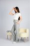 Women's Gray Striped Slit High Waist Loose Wide Leg Sweatpants - 2