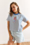 Women's Navy Blue Striped Teddy Bear Printed Cotton T-Shirt Tsh-19000924 - 5