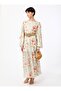 Floral Patterned Chiffon Hijab Dress - Orange - Refka - 2