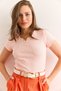 Women's Salmon V Metal Detail Flexible Cotton Blouse Blz-19002921
