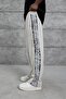 Cream Wide-Leg Patterned 3-Stripe Tracksuit