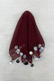 Large Size Chiffon Halay Handkerchief, 50X50Cm Burgundy Silver 1 Piece, Bride Groom Wedding Henna Circumcision Promise Bride - 5