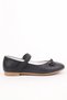 Bowknot Girl's Daily and Evening Dress Ballerina Shoes Black Skin Tan Sole - 2
