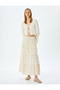 Linen blend layered textured lining high rise midi skirt.