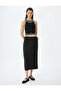 High rise tie detail midi skirt.