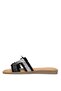 25Y177-1 Women's Stone Flat Slippers Black - 3