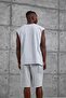 Men's T-Shirt Washed F Athlete Gray Oversize Printed Crew Neck Thick Cotton Fabric - 4