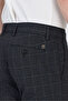 Ecmio Men's Black Plaid Linen Look Slim Spring-Summer Slim Fit Pantalon - 7