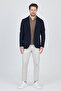 Sandeo Men's Navy Blue Unlined Soft Diagonal Patterned Stretch Fabric Lycra Sports Blazer Jacket - 8