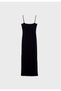 Body Fitting Straight Cut Slim Strap Black Dress Suitable for Daily and Night - 6