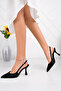 Women's Black Satin Casual Pointed Toe Strap Stiletto Heel Open Elegant Stylish Comfortable Heeled Shoes - 5