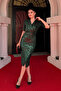 Velvet Sequin Jacket Dress - EMERALD GREEN - 2