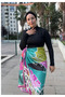 Pink Patterned Non-Show Chiffon Satin Skirt Pareo 145*95cm - 5