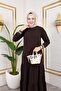 Women's Layered Ribbed Brown Hijab Dress - 4