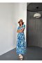 Women's Square Neck Short Sleeve Long Summer Viscose Dress - 5