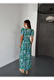 Women's Square Neck Short Sleeve Long Summer Viscose Dress - 6