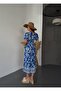 Women's Square Neck Short Sleeve Long Summer Viscose Dress - 6