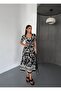 Women's Square Neck Short Sleeve Long Summer Viscose Dress - 4