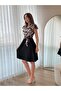 Women's Short Sleeve Sleeve Ruffle Detail Mini Belted Flared Crepe Dress - 2