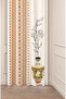 Ethnic Anatolian Motif Flower Pastel Bohemian Special Design Digital Printed (Single Wing) Beige Cream Background Curtain
