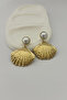 Steel Gold Seashell Pearl Detailed Earrings - 3