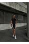 Women's Glitter Stripe Detailed Short Sleeve Black Dress
