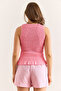 Women's Pink Gipeli Crew Neck Cotton Blouse Blz-19003013 - 2