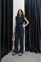 Navy Blue Single Button Linen Trousers - 3