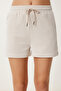 Women's Beige Bone Striped Pocket Knitted Shorts Hw00019 - 3