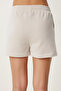 Women's Beige Bone Striped Pocket Knitted Shorts Hw00019 - 5