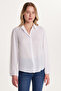 Women's Relax Fit Relax Cut Crepe Fabric Spanish Cuff White Solid Shirt - 4