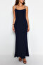 Lacivert Fitted/Vücuda Oturan Askılı Esnek Maxi Örme Kalem Elbise TWOSS23EL02435 - 2