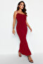 Kırmızı Maxi Bodycone/Vücuda Oturan Askılı Esnek Örme Elbise TWOSS23EL02435 - 10