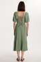 Women's Standard Fit Regular Cut Back Tie Detailed U-Neck Midi Mint Dress - 5