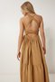 Women's Camel Back Low-Cut Summer Linen Dress Fk00027 - 5