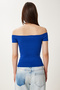 Women's Dark Blue Boat Neck Summer Knitwear Blouse Ns00417 - 5