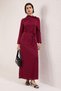 Burgundy Cape Detailed Woven Evening Dress Tctss25Db00023 - 3