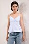 Açık Mavi Çizgili Peplum Askılı Fitted Dokuma Bluz TWOSS25BZ00552 - 2