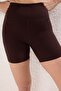 Kahverengi Fırçalı Soft Kumaş İç Bel Cep Detaylı Örme Spor Şort/Kısa Tayt THMSS24TY00020 - 4