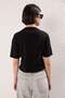 Siyah Nakış Detaylı Regular/Normal Kalıp Crop Örme T-Shirt TWOSS25TS00212 - 4