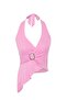 Açık Pembe Kruvaze Yaka Aksesuar Detaylı Örme Party Bluz TPRSS25BZ00048 - 6