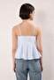 Açık Mavi Çizgili Peplum Askılı Fitted Dokuma Bluz TWOSS25BZ00552 - 4