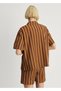 Two-Color Woven Striped Short Shirt - 4