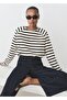 Striped Round Neck Sweatshirt - 6