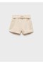 Paperbag Shorts with Curled Hem and Belt - 3