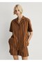 Two-Color Woven Striped Short Shirt