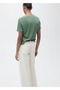 Linen T-shirt with V-neck - 4