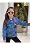 Girl's Denim Jacket with Back Embroidery Detail Denim Jacket Coat