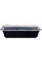 Disposable Microwaveable Rectangular Black Base, Meal Prep Container with Clear Lid. (5, Bla - 2